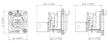 Neutrik RJ45 Chassisdl. NE8FDP