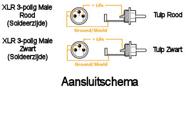 Dubbele XLR - Tulp Kabel 0,75m
