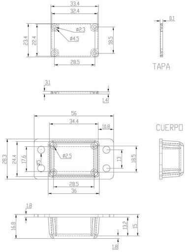 Inbouwkastje met montagegaten