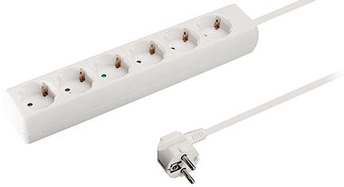 6-voudige stekkerdoos wit