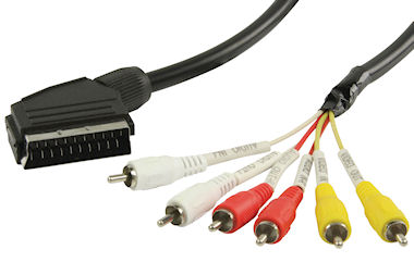 Scart Kabel naar 6x Tulp